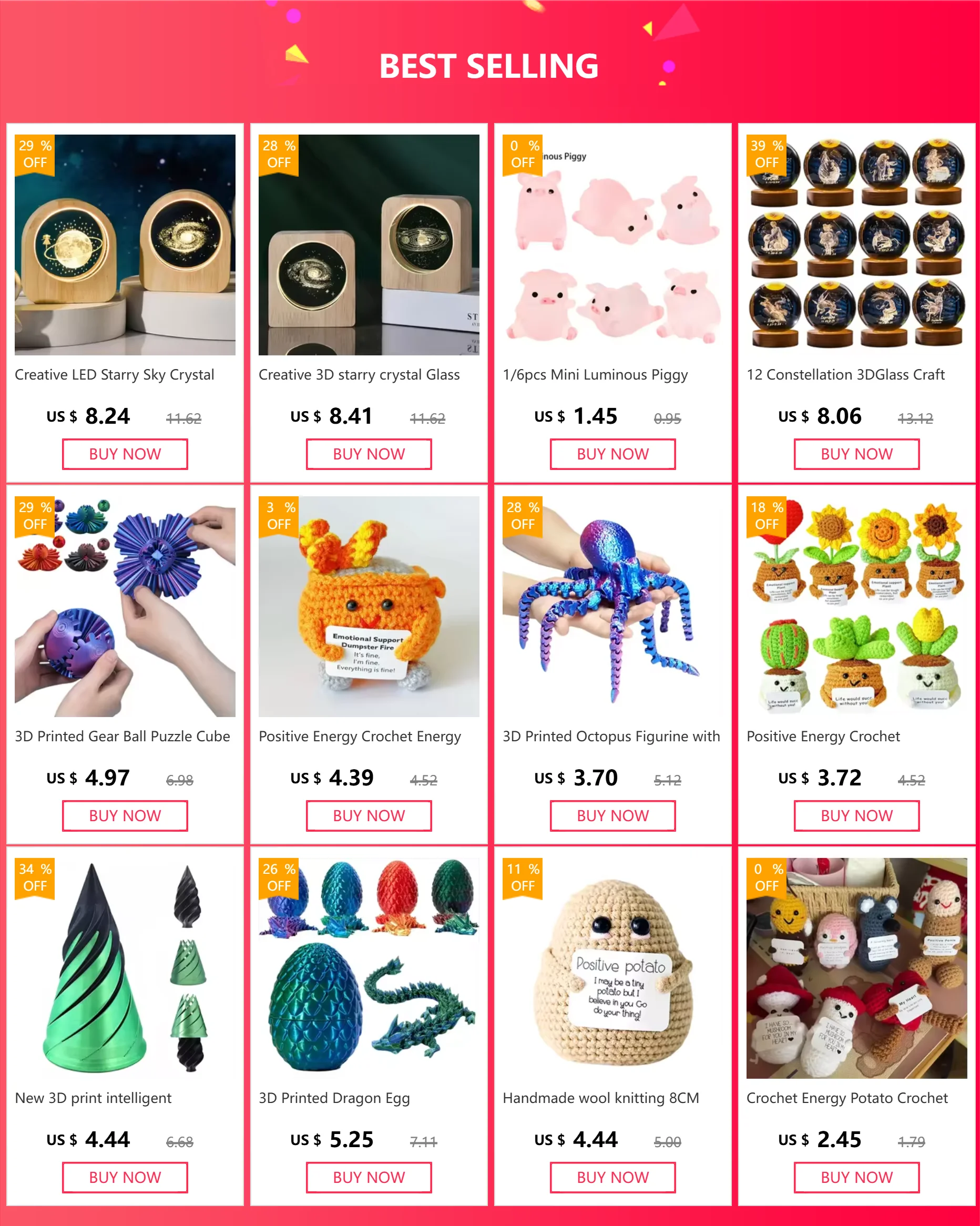 3D Luminous Glass Lamps